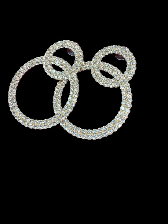 Jewelry - Gold Crystal Double Hoop Statement Earrings 3” Long NWOT Never Worn